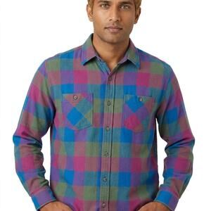 Natural Reflections Multicolor Plaid Pullover Button-Up Shirt Men Size M